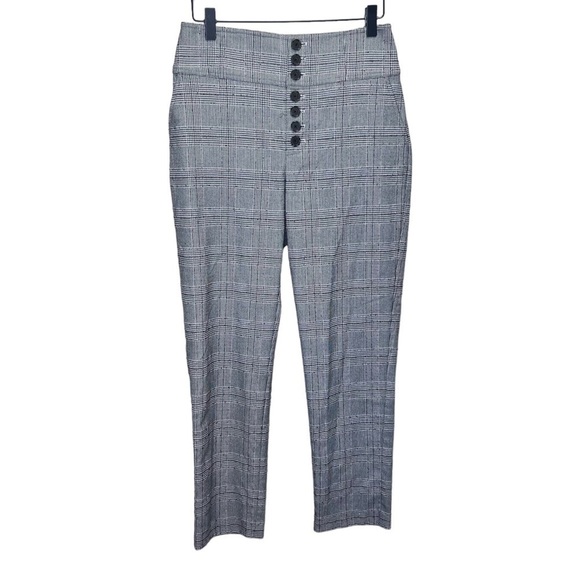 Joie Black White Plaid Slim Fit Crop Trousers Dress Pants Academia Preppy - Picture 3 of 10